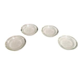 Set of 4 Vintage Glass Coasters with Etched Shamrock Design 3" Diameter